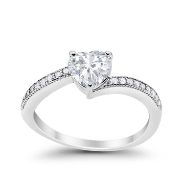 Heart Promise Wedding Ring Simulated Cubic Zirconia 925 Sterling Silver